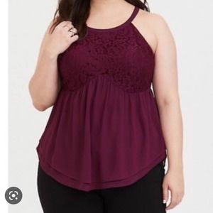 Torrid Peplum Lace Godess Neck Tank Size 1X